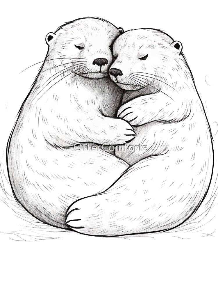 Otter Couple cuddle by OtterComforts