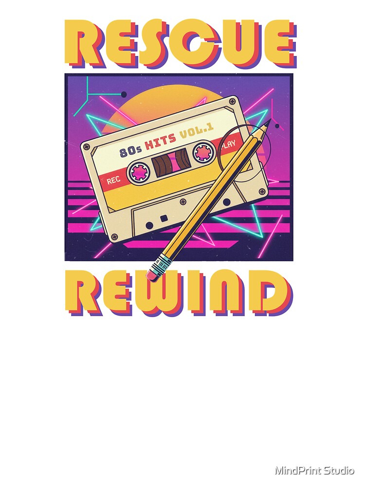 80s Music Casette Rescue Rewind by MindPrint Studio