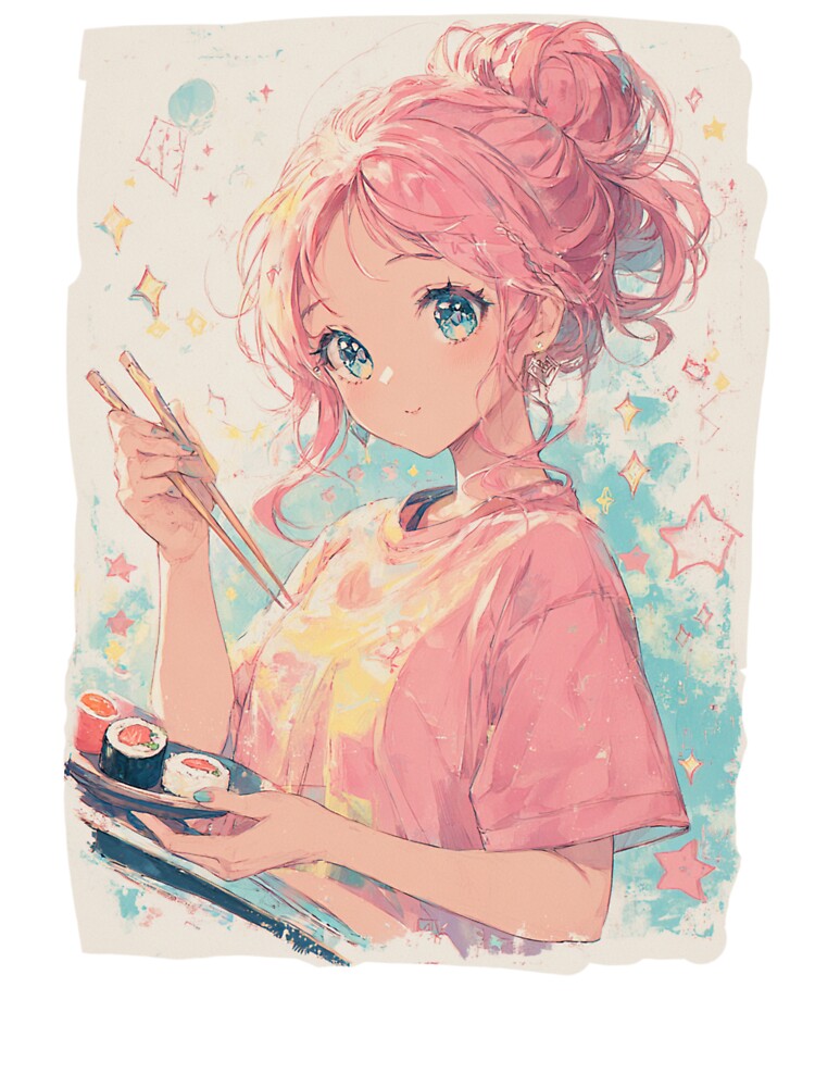 Kawaii Sushi Girl | Pastel Pink Anime Aesthetic by Darkie Days