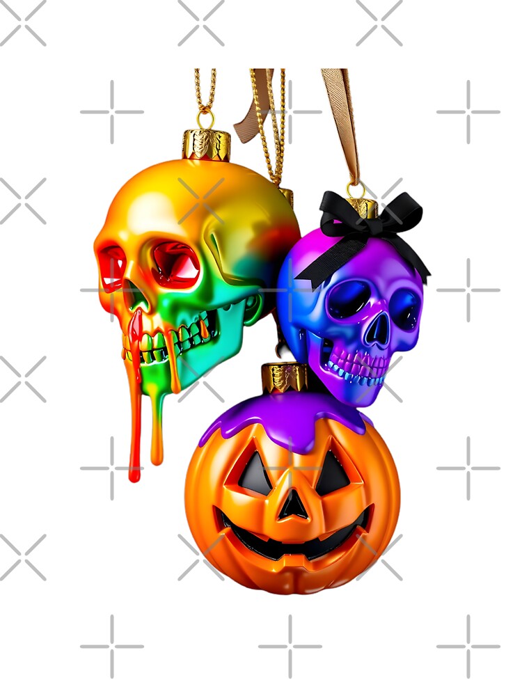 ?? Rainbow Skull & Pumpkin Ornaments – Spooky Halloween Decor by ZephyrBDesigns