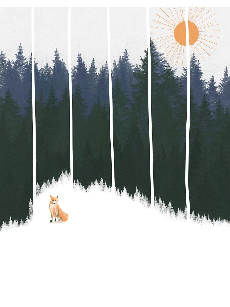 Mystic Forest Fox – Minimal Winter Sun by Fran Studio