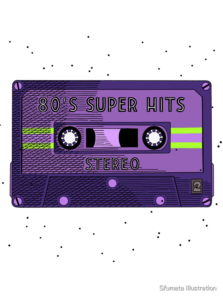 Purple Cassette Tape with 80s Super Hits by Sfumata Illustration