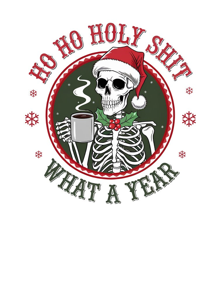 Humorous "What a Year" Christmas Skeleton Design by CrescentCrew