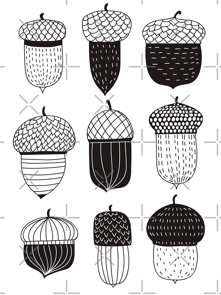 Doodle acorns autumn pattern by Katerina Mitkova Kirilova