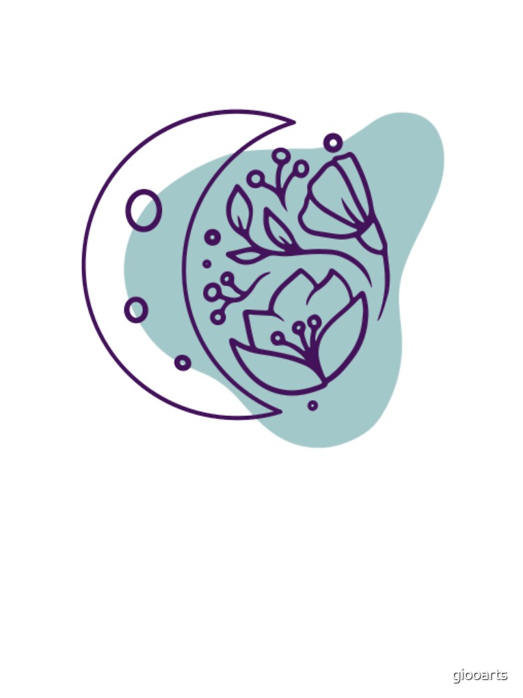 Floral Moon Botanical Line Art – Minimalist Design by giooarts