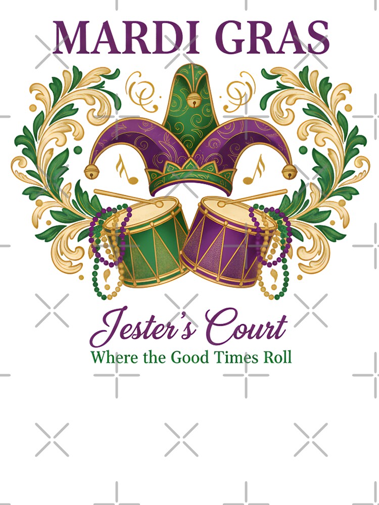 Mardi Gras Jester’s Court – Vintage Carnival Mask & Drums New Orleans Festival Design by justyna-s28