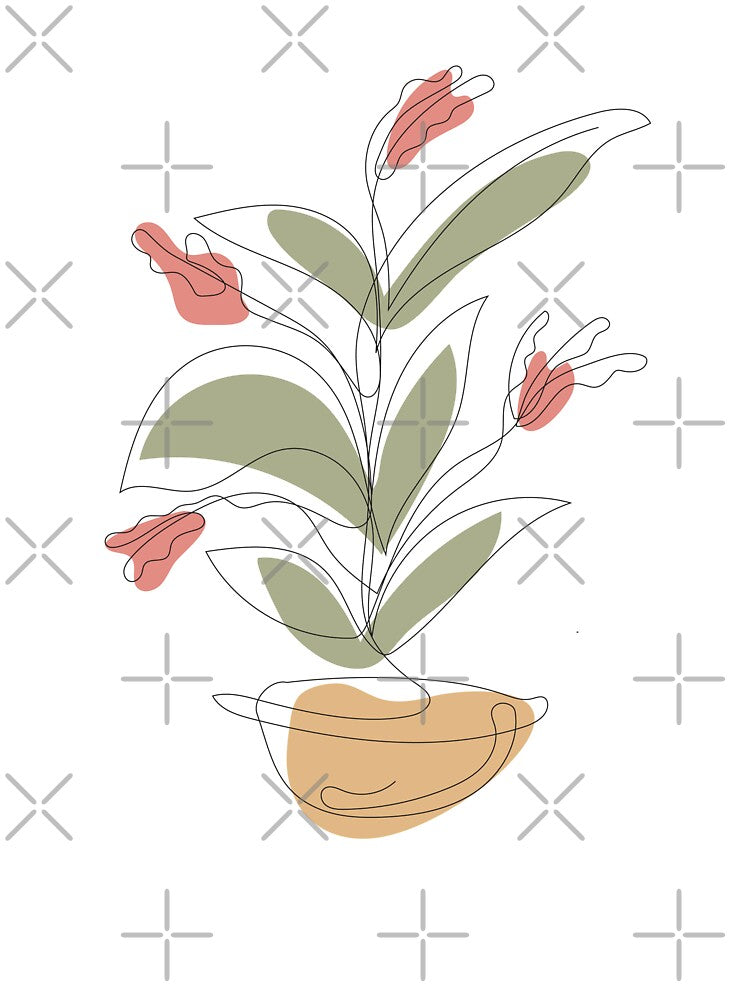 Elegant Floral Line Art with Earthy Tones by Denny-Danny