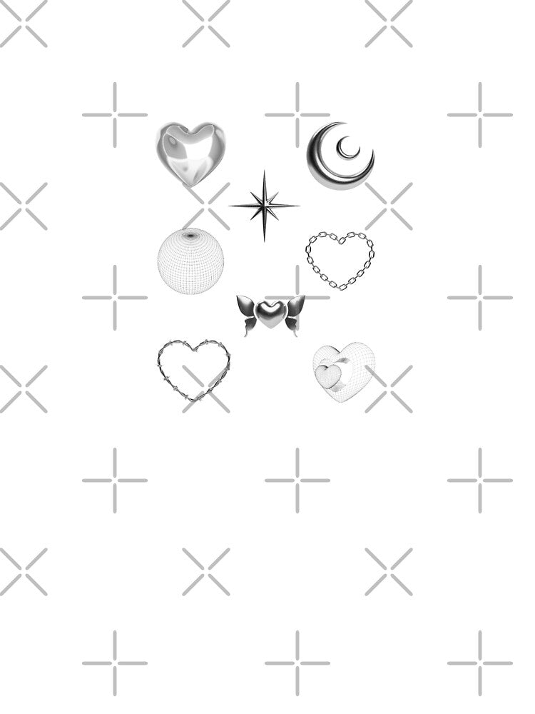 Silver Metallic Grunge Holographic Y2K Sticker Set by zoeyyyrose