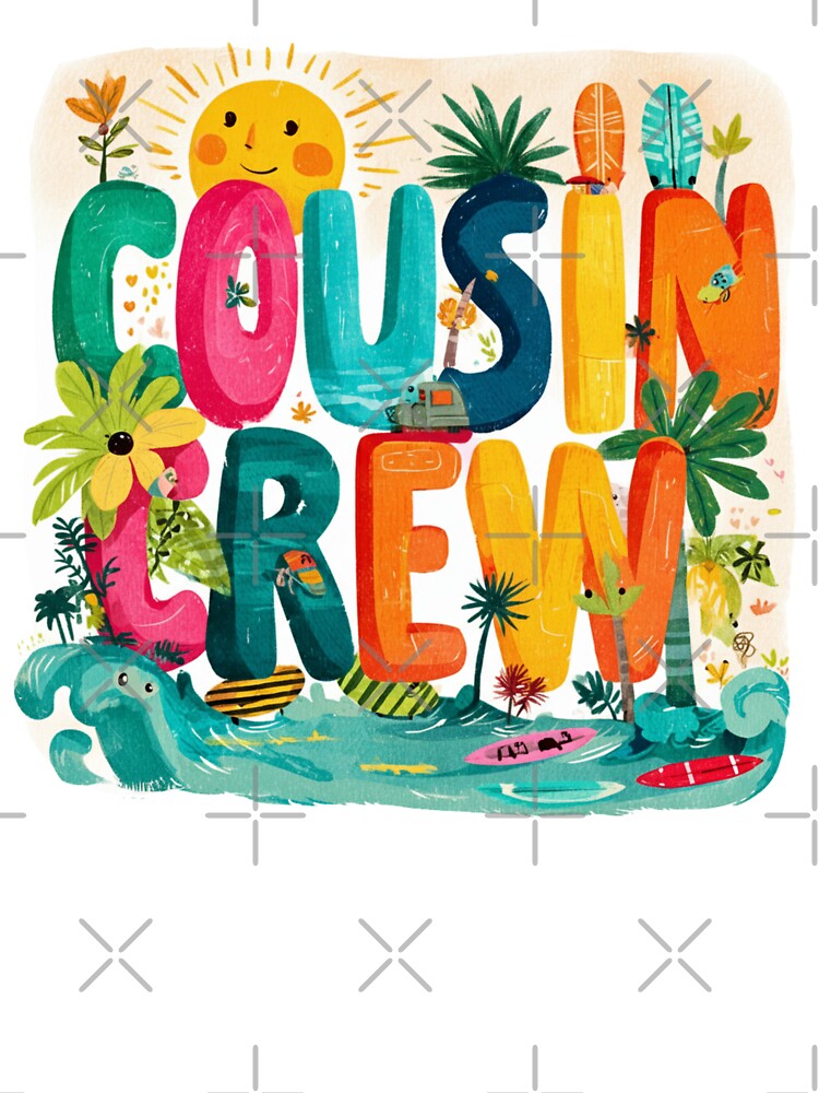 Cousin Crew Beach T-Shirt – Tropical Palms, Waves & Sunshine Family Matching Tee by Happy'CLICK'