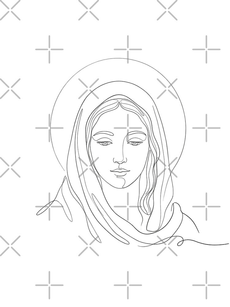 Minimalist One-Line Drawing of the Virgin Mary's Face by MantoSagrado