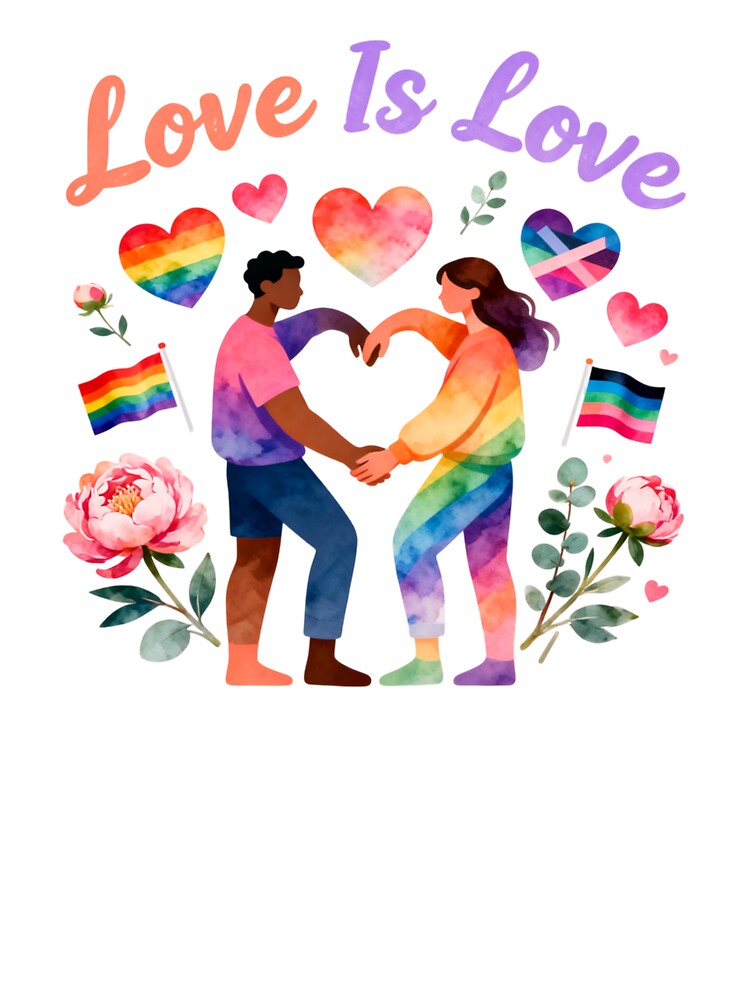 Love Is Love Rainbow Pride Art by Bright Vibe Designs