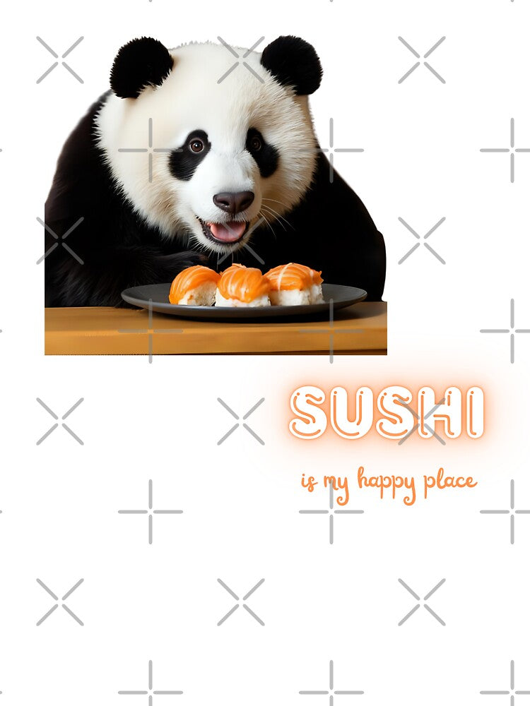 Panda Eating Sushi – Cute Foodie Animal Art by NuveMood