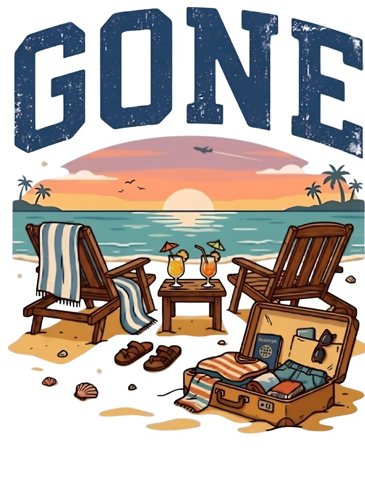 Gone — Minimalist Tropical Vacation Sunset Travel Shirt | Retro Beach Escape Aesthetic by Lyutee