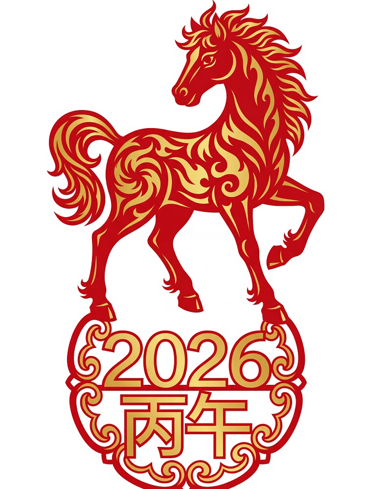 Red Fire Horse 2026 Chinese New Year Paper Cut by Bambear