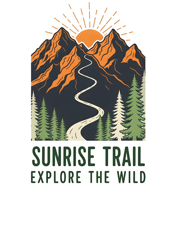 Vintage Hiking Badge – Sunrise Trail Mountain Vector Design by Cullinan Art