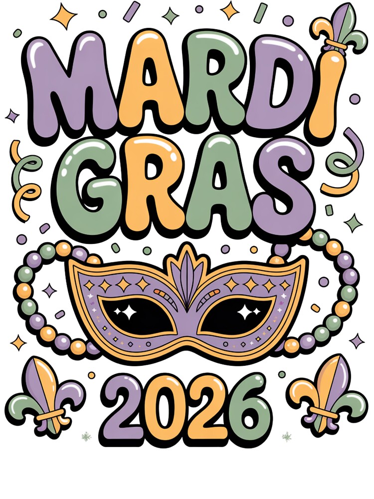 Mardi Gras 2026 Mask & Beads – Colorful New Orleans Carnival Party Shirt by What a cute-Tee