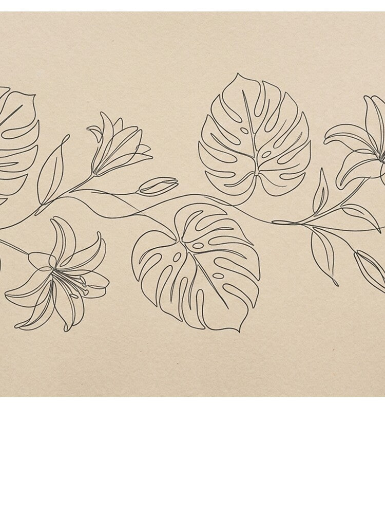 Minimalist Monstera and Lily Botanical Line Art by Owcomm