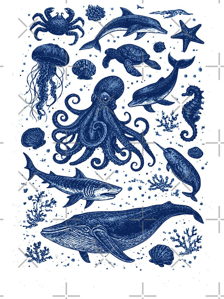 Ocean Life Vintage Marine Animals Retro Aesthetic by JackCurtis1991