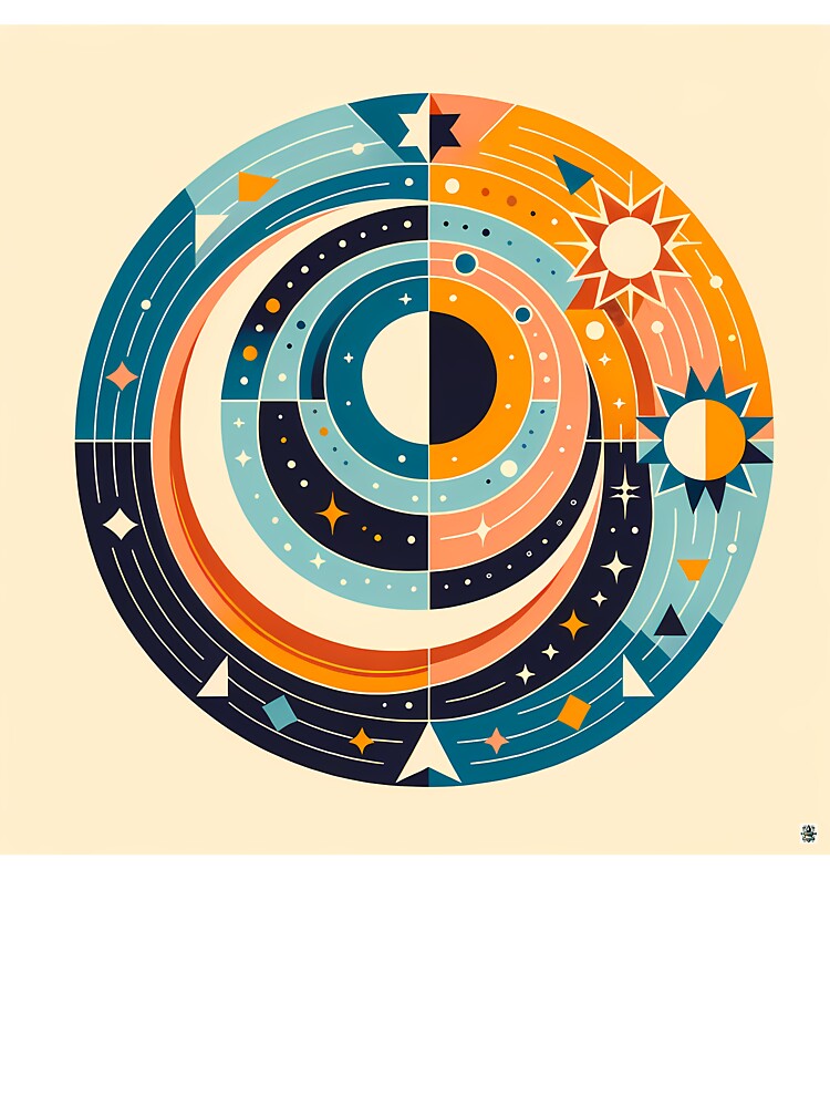 Geometric Sun and Moon Circle by InkSmithery