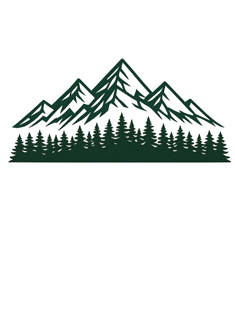 Minimalist Mountain Pine Forest — Outdoor Hiking Adventure Art by KawaiiOrbit