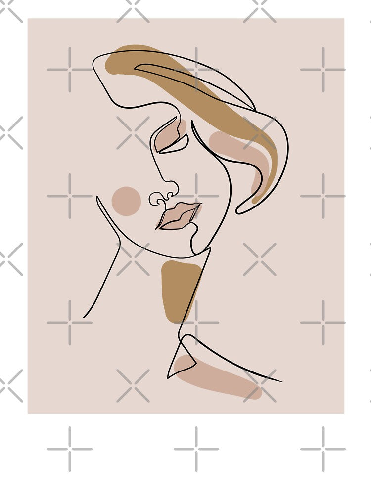 Boho style Woman face, Line Art. by Ireneart369