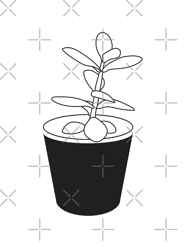 Jade Plant in Dark Pot Line Art by RPuniquedesigns