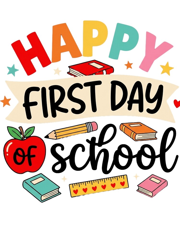 Happy First Day of School Colorful Retro Design by SiarheiYur