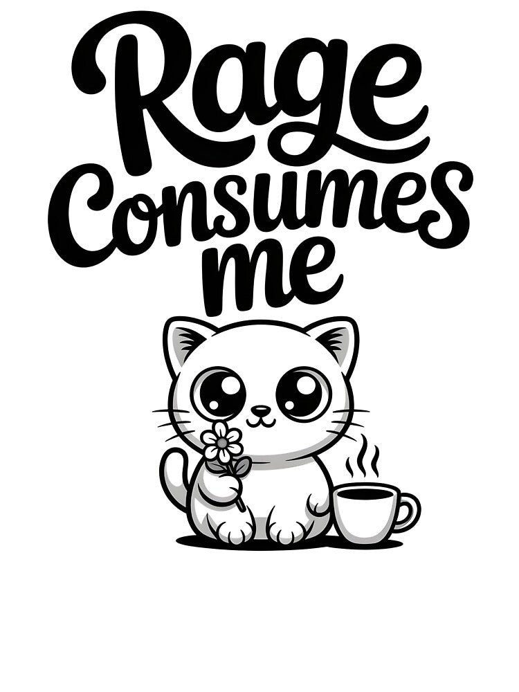 Cute Cat Rage Consumes Me - This design is perfect for cat lovers with humor and introverts who hide chaos behind an adorable face. by ZyziowskyArt