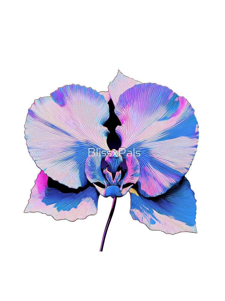 Vaporwave Orchid Bloom - Retro Floral Illustration by BlissxPals