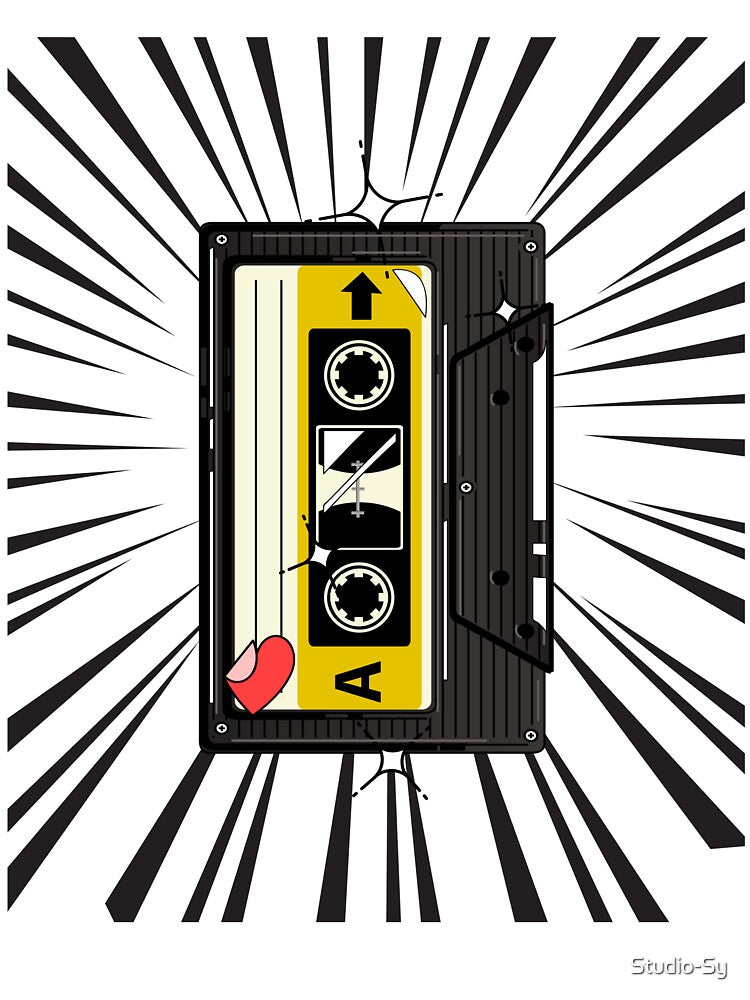 Retro Cassette Tape (black print) by Studio-Sy