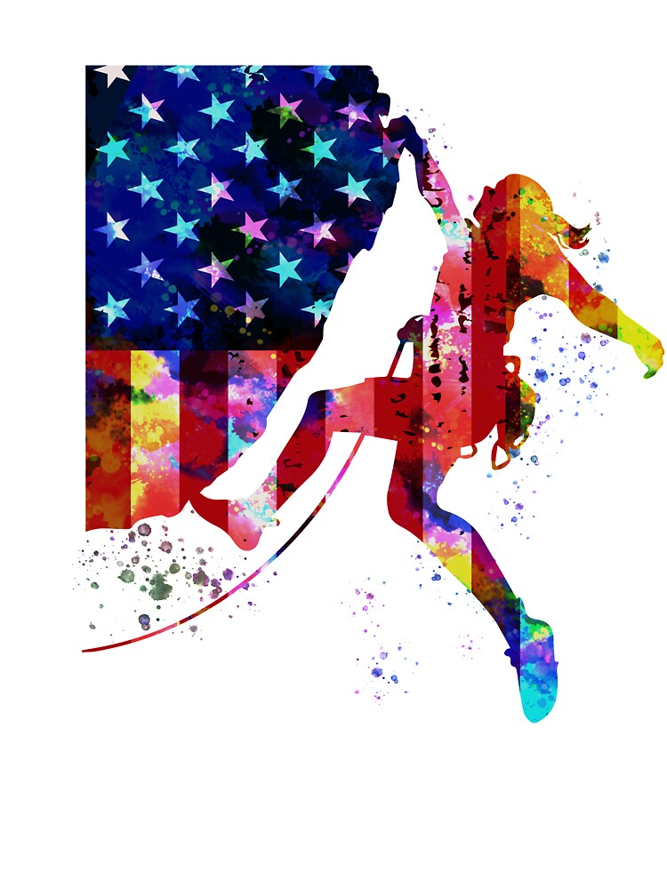 Climbing American Flag Color Art by JaskolArt
