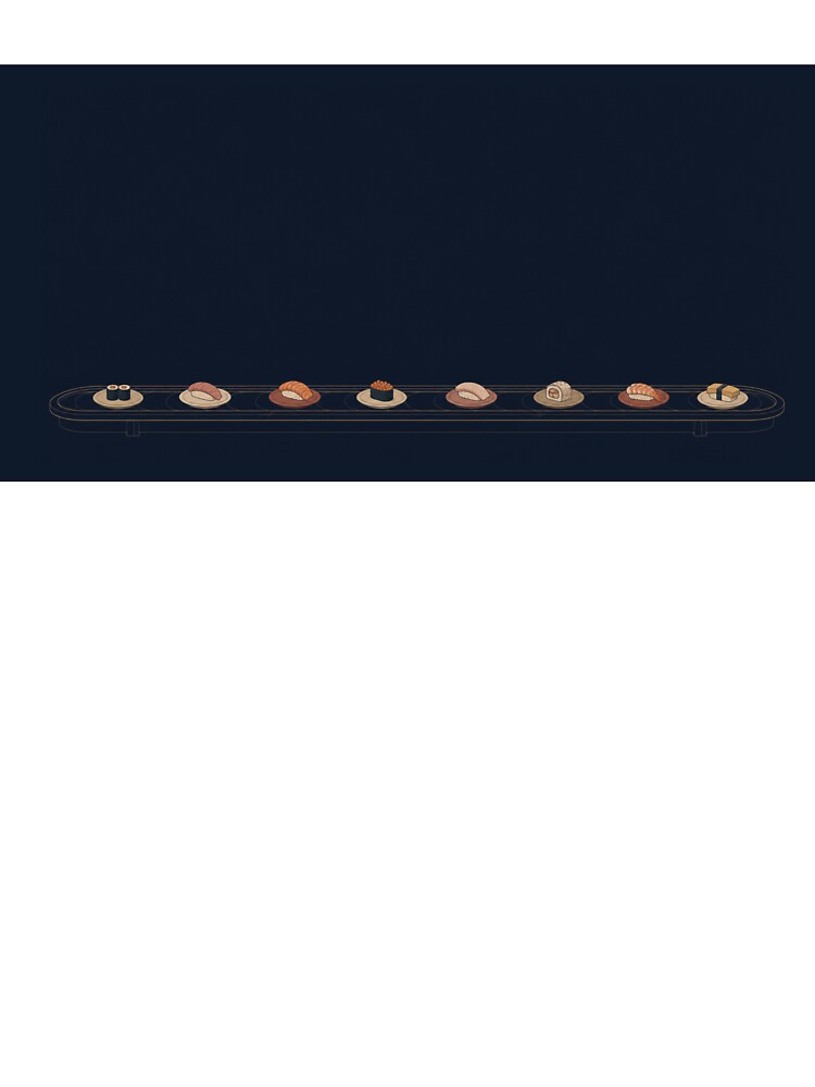 Minimalist sushi conveyor belt at night by rolfzogg