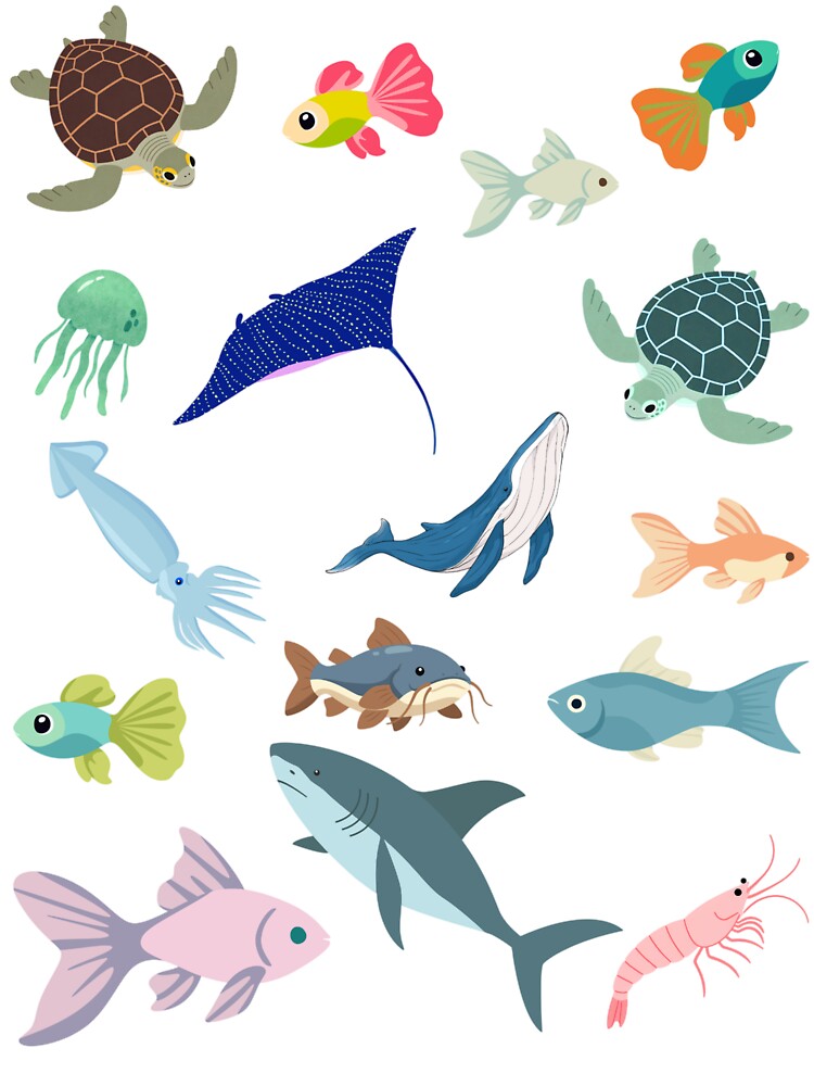 Cute Ocean Animals Collection | Marine Life, Sea Creatures & Aquarium Cartoon Illustration by Yesss-Mau