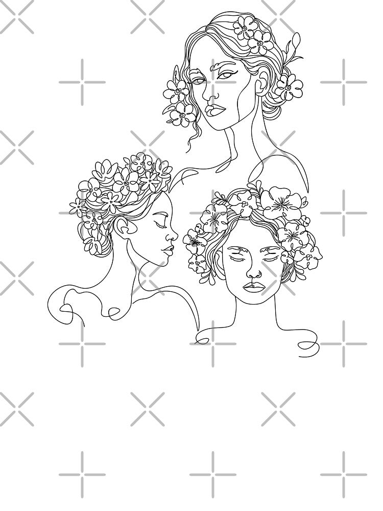 Line art female with flowers by AnnArtshock