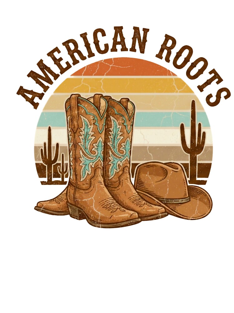 American Roots Retro Western Boots and Hat Sunset by Jonathas0989