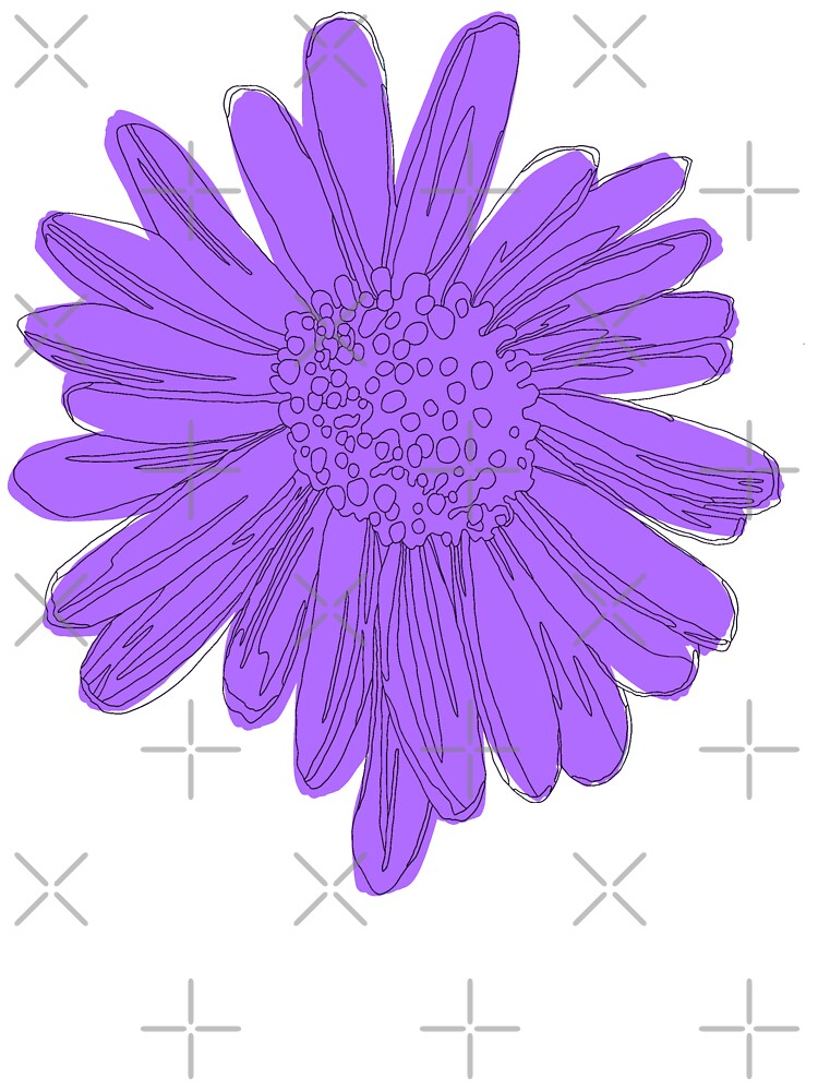 Purple Daisy flower line art by Fransyn