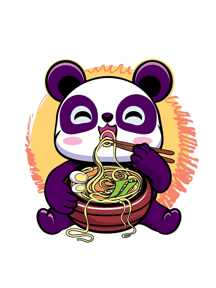 Panda Eating Ramen Kawaii by DionArts