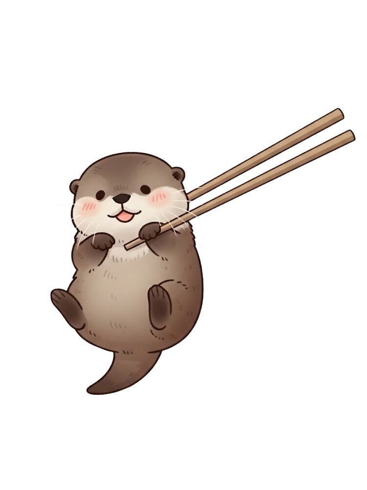 Cute Kawaii Otter with Chopsticks – Adorable Sushi Lover Cartoon Animal by soletstudio