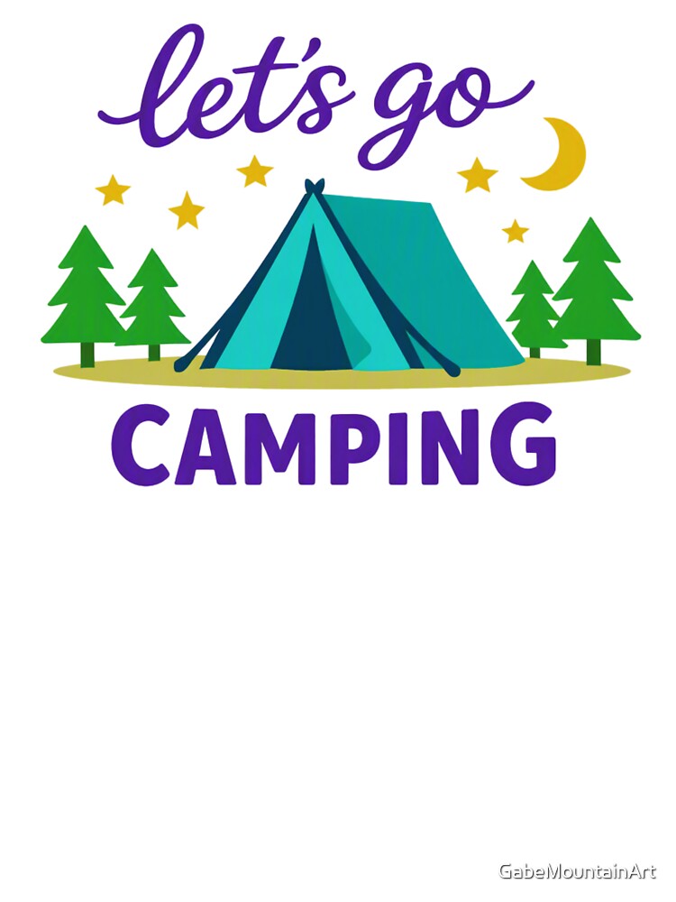 Let’s Go Camping – Colorful Modern Tent & Pine Trees Design by GabeMountainArt