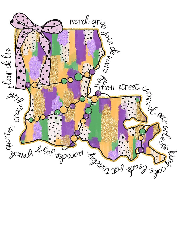 Mardi Gras Vibes – Colorful Carnival Mask & Beads Festiva by Inkvado
