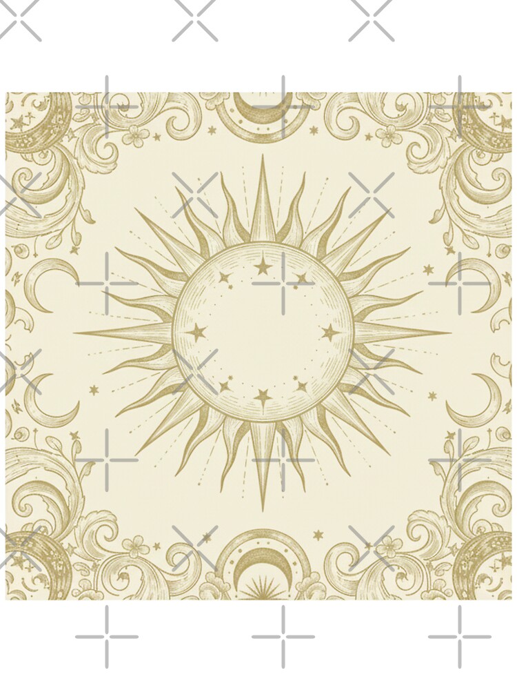 Vintage Sun Moon Celestial Engraving Art by Popettte