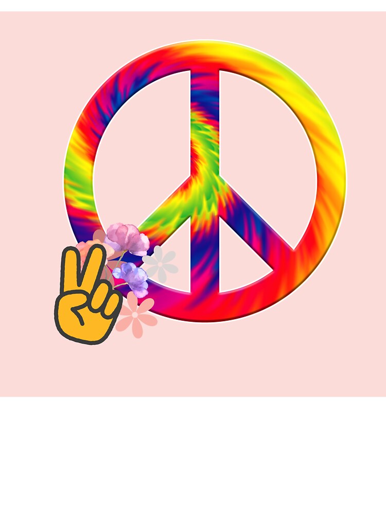 Tie Dye Peace Sign Rainbow - Retro Hippie 70s Flower Power Gift Pink by Extremeallie