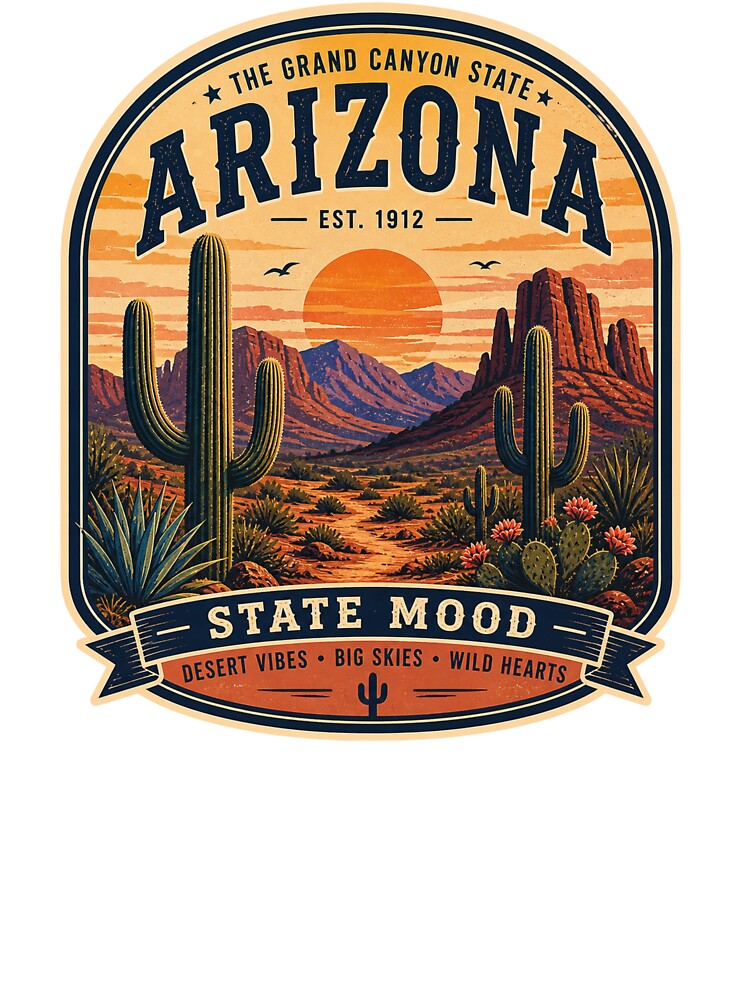 Vintage Arizona Desert Sunset Retro Design by StateMoodDesigns
