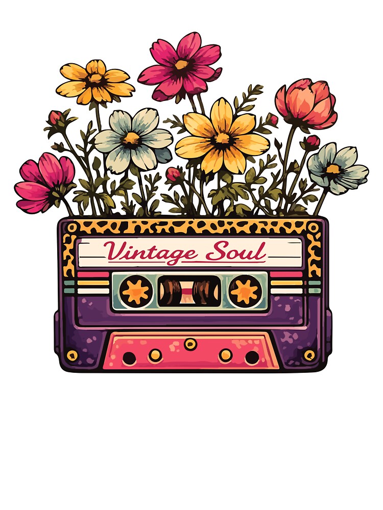 Vintage Soul Cassette Tape with Wildflowers Retro Music by BrownHorse90s