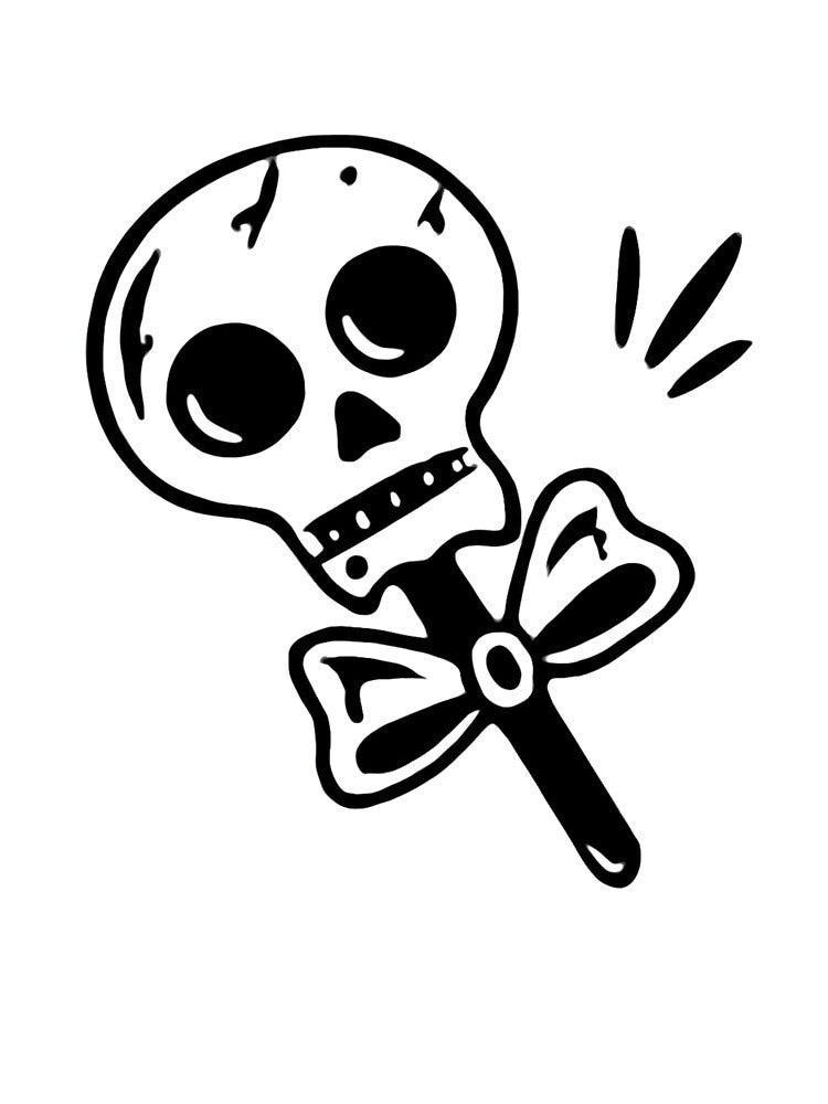 Cute Skull Lollipop Outline – Minimal Spooky Line Art by Horrify