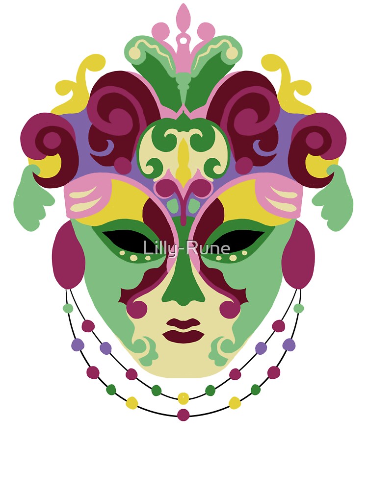 Mardi Gras mask in typical colors of festival to celebrate carnival in style by Lilly-Rune