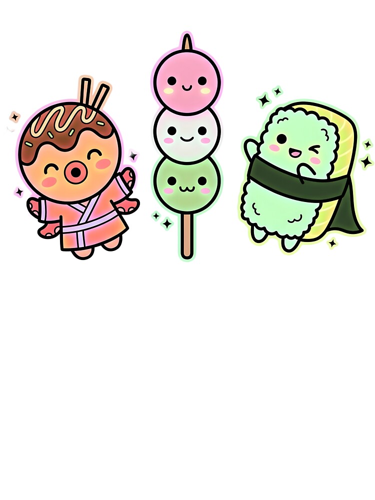 Kawaii Street Food Anime Design, Cute Japanese Food Characters, Neon Aesthetic Graphic by MouradStudio