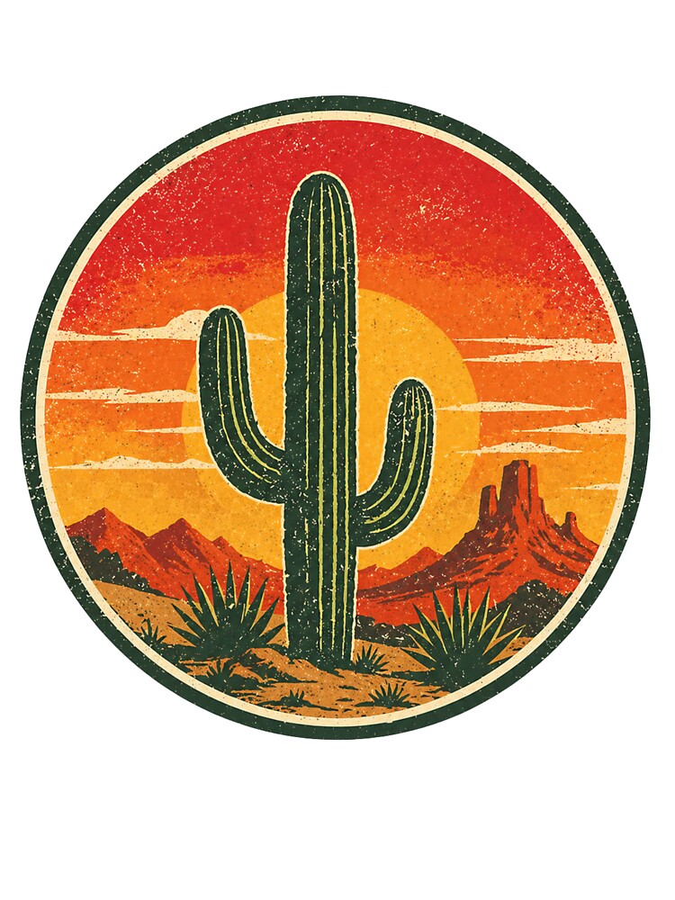 Cactus Retro Badge – Vintage Style Graphic by Mac Sketches