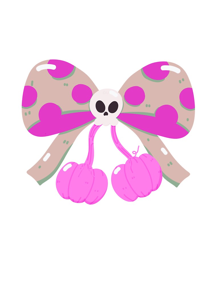Cute Pastel Skull Bow with Pink Pumpkins – Kawaii Halloween Aesthetic by Horrify