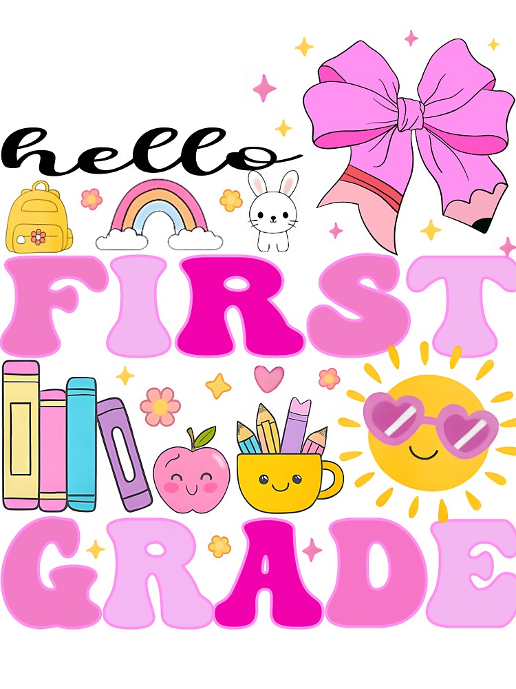 Hello First Grade, Preppy Back to School, First Day Of School, 1nd Grade, Teacher, School, First Grade, Flirty Girly Bow by Mryoussefwac